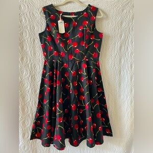Fifties Chic Retro Cherry Fit & Flare Swing Midi Dress